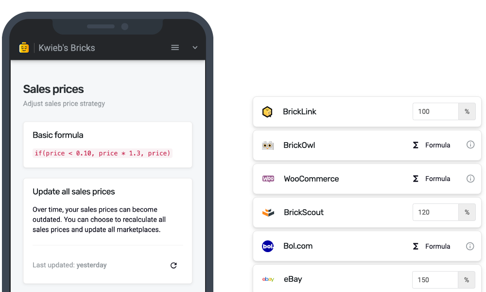 Set up a pricing formula for each marketplace that you sell on.