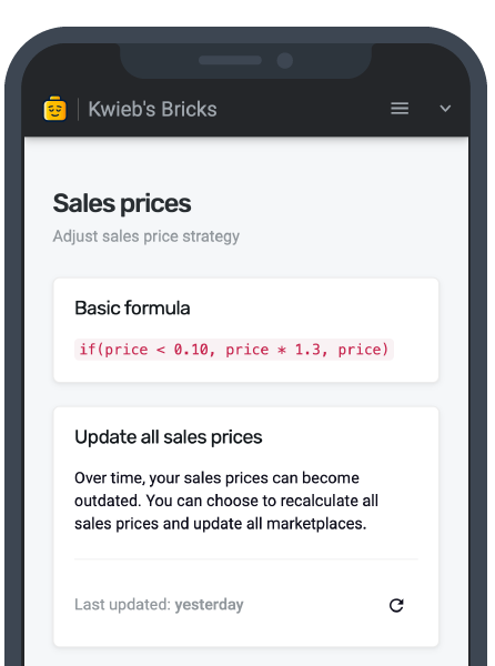 Graphic showing an example of pricing formulas