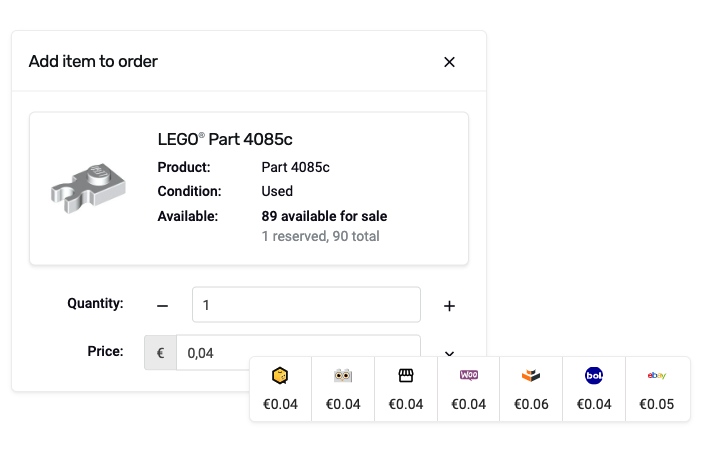 Screenshot showing how to change quantity and price of an order item